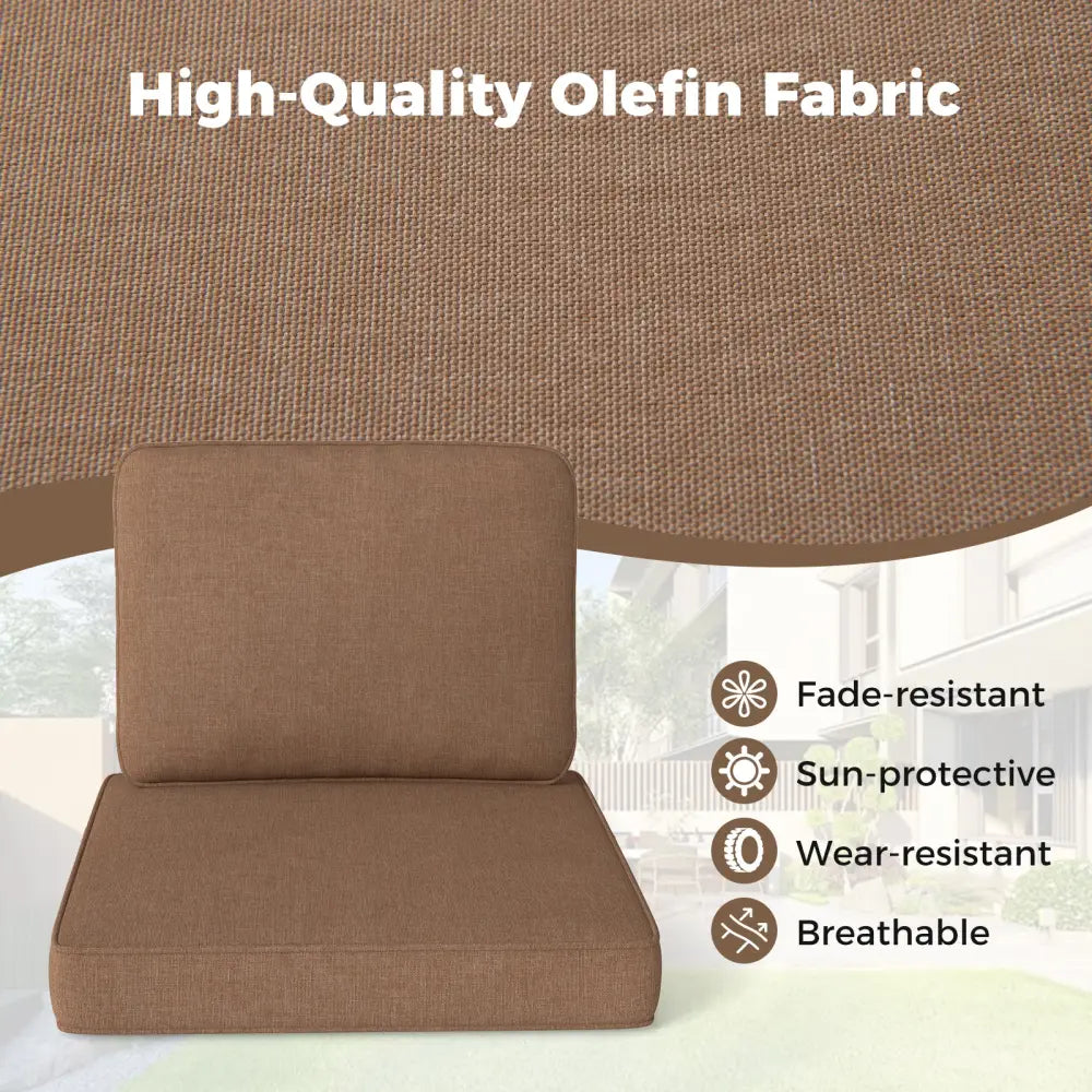 2-Pack Outdoor Patio Cushion Set with Removable Covers-Brown - Brown - Outdoor Furniture Accessories