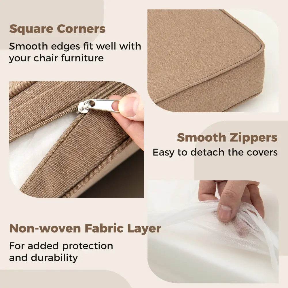 2-Pack Outdoor Patio Cushion Set with Removable Covers-Brown - Brown - Outdoor Furniture Accessories