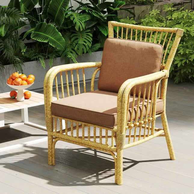 2-Pack Outdoor Patio Cushion Set with Removable Covers-Brown - Brown - Outdoor Furniture Accessories