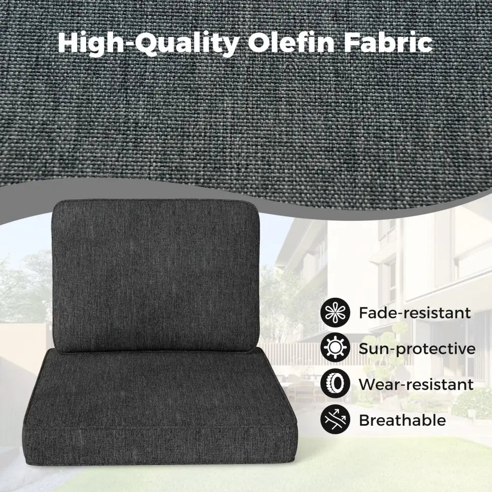 2-Pack Outdoor Patio Cushion Set with Removable Covers-Gray - Gray - Outdoor Furniture Accessories