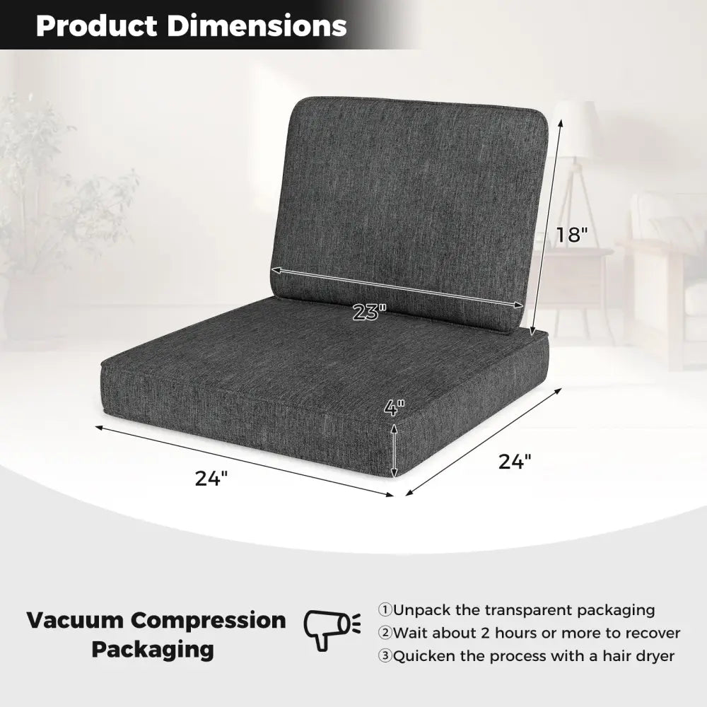 2-Pack Outdoor Patio Cushion Set with Removable Covers-Gray - Gray - Outdoor Furniture Accessories