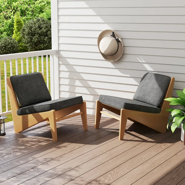 2-Pack Outdoor Patio Cushion Set with Removable Covers-Gray - Gray - Outdoor Furniture Accessories