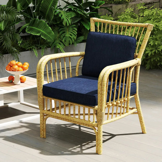 2-Pack Outdoor Patio Cushion Set with Removable Covers-Navy - Navy - Outdoor Furniture Accessories