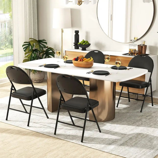 2 Pack Padded Folding Chairs with Metal Frame and Carry Handle-Black Costway