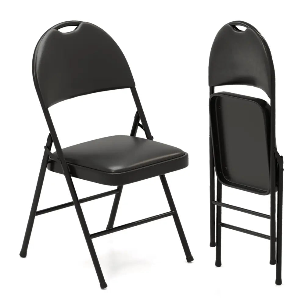 2 Pack Padded Folding Chairs with Metal Frame and Carry Handle-Black Costway