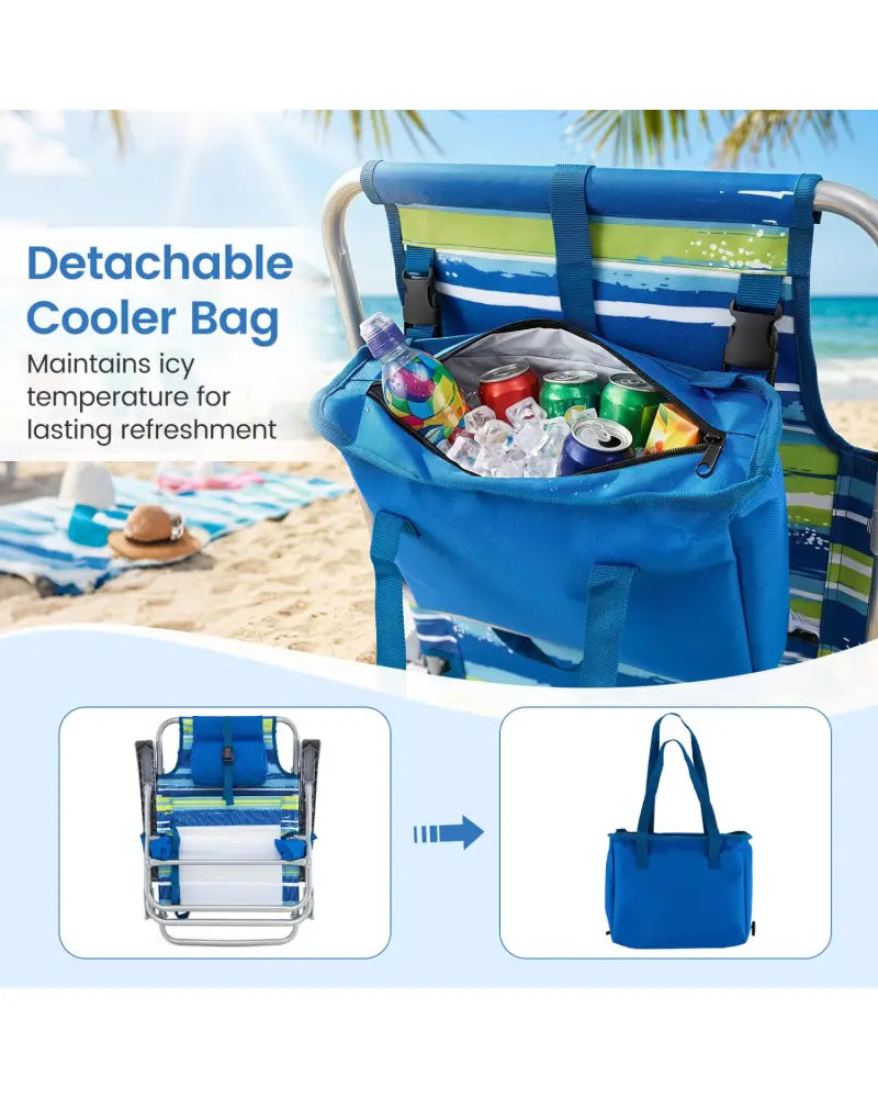2 Pack Portable Folding Beach Chair with 7-Position Backrest-Blue - Blue - Beach & Lawn Chairs