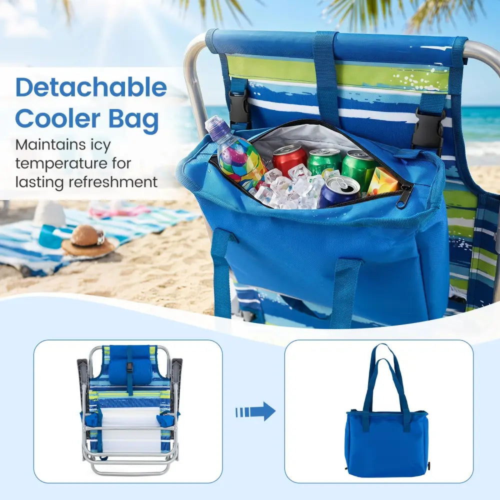 2 Pack Portable Folding Beach Chair with 7-Position Backrest-Blue - Blue - Beach & Lawn Chairs