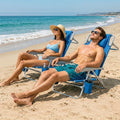 2 Pack Portable Folding Beach Chair with 7-Position Backrest-Navy - Navy - Beach & Lawn Chairs
