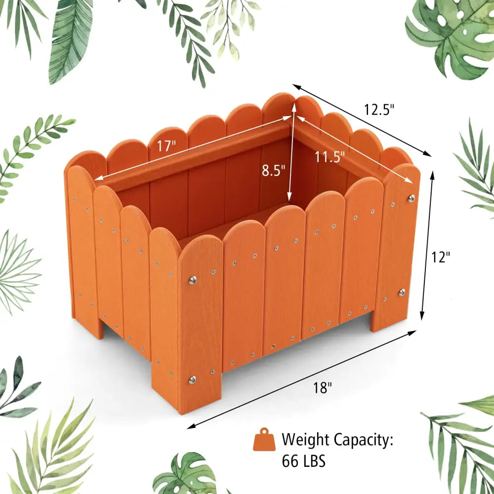 2 Pack Rectangular Planter Box with Drainage Gaps for Front Porch Garden Balcony-Orange - Orange - Raised Garden Beds