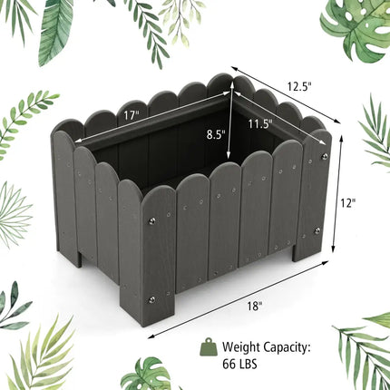 2 Pack Rectangular Planter Box with Drainage Gaps for Front Porch Garden Balcony-Gray - Gray - Raised Garden Beds