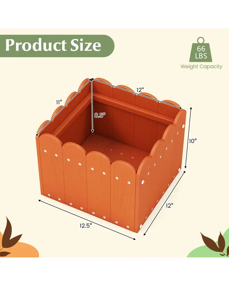2 Pack Square Planter Box with Drainage Gaps for for Front Porch Garden Balcony-Orange - Orange - Raised Garden Beds