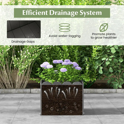 2 Pack Square Planter Box with Drainage Gaps for for Front Porch Garden Balcony-Gray - Gray - Raised Garden Beds