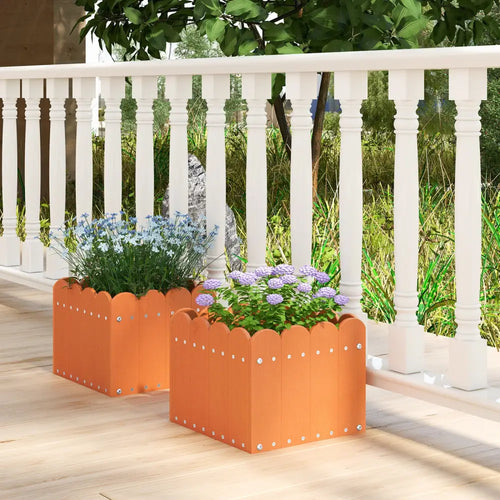 2 Pack Square Planter Box with Drainage Gaps for for Front Porch Garden Balcony-Orange - Orange - Raised Garden Beds