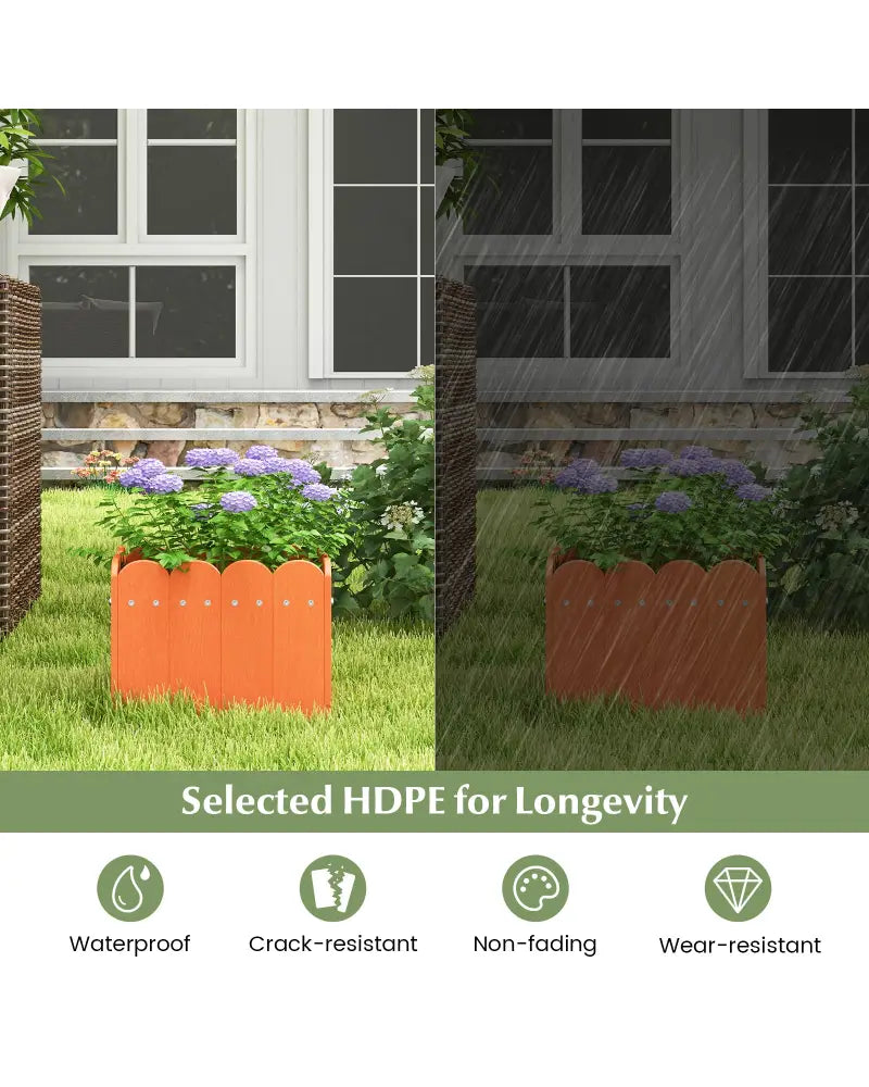 2 Pack Square Planter Box with Drainage Gaps for for Front Porch Garden Balcony-Orange - Orange - Raised Garden Beds