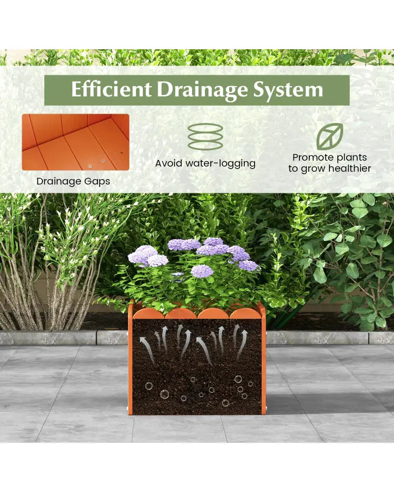 2 Pack Square Planter Box with Drainage Gaps for for Front Porch Garden Balcony-Orange - Orange - Raised Garden Beds