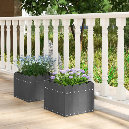 2 Pack Square Planter Box with Drainage Gaps for for Front Porch Garden Balcony-Gray - Gray - Raised Garden Beds