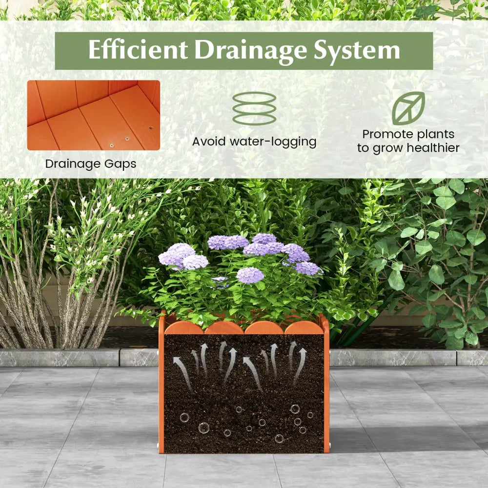 2 Pack Square Planter Box with Drainage Gaps for for Front Porch Garden Balcony-Orange - Orange - Raised Garden Beds