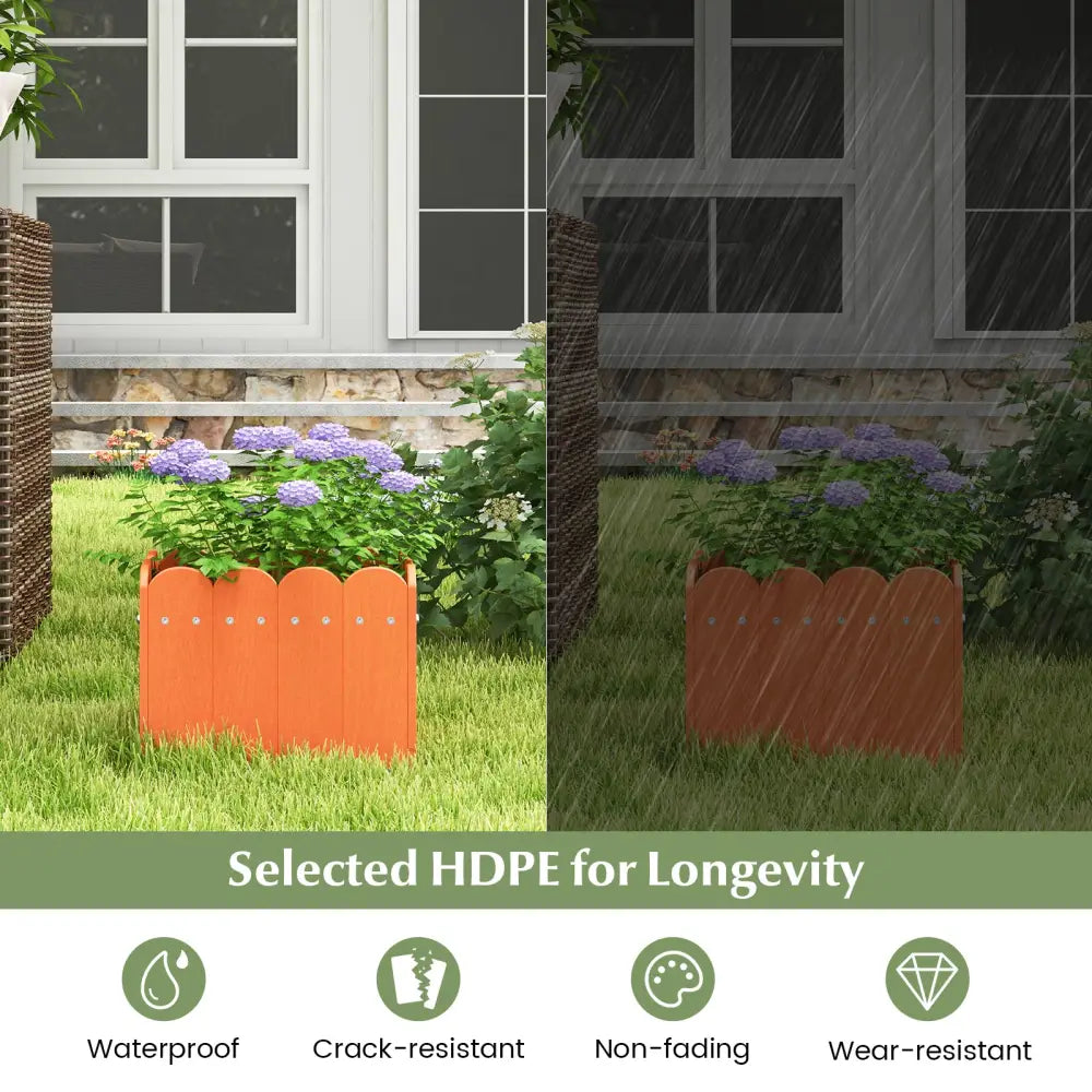 2 Pack Square Planter Box with Drainage Gaps for for Front Porch Garden Balcony-Orange - Orange - Raised Garden Beds