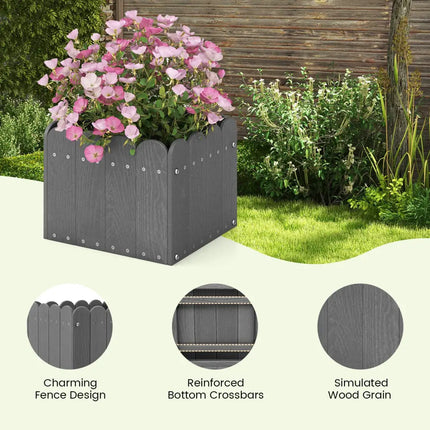 2 Pack Square Planter Box with Drainage Gaps for for Front Porch Garden Balcony-Gray - Gray - Raised Garden Beds