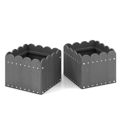 2 Pack Square Planter Box with Drainage Gaps for for Front Porch Garden Balcony-Gray - Gray - Raised Garden Beds