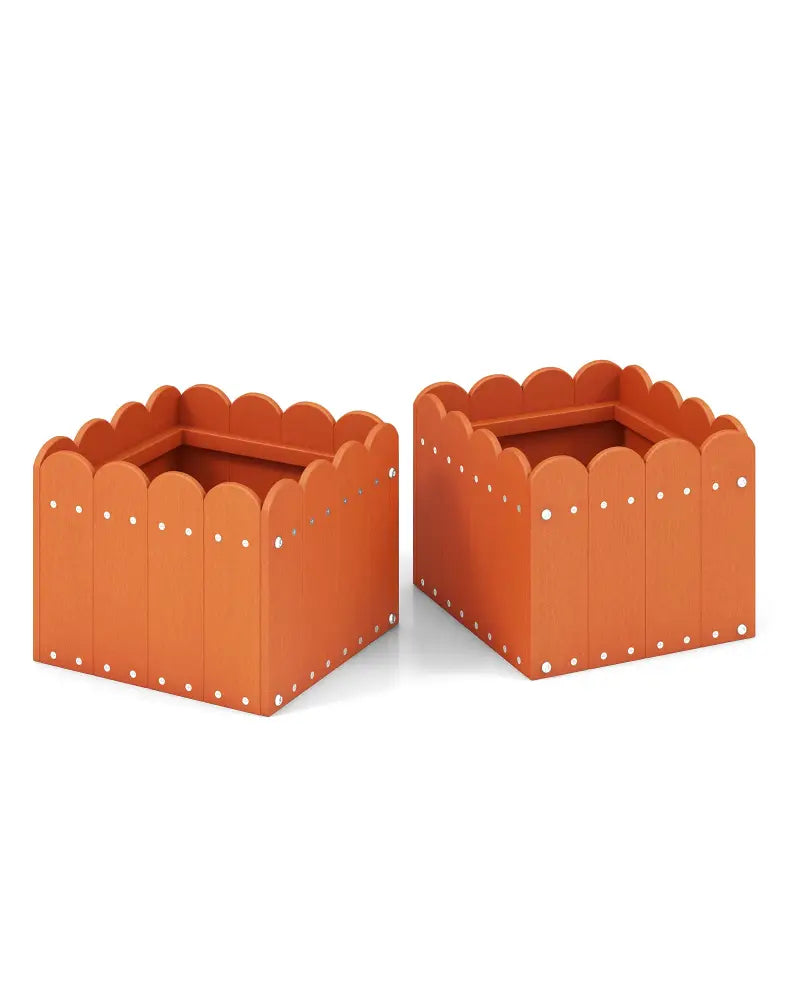 2 Pack Square Planter Box with Drainage Gaps for for Front Porch Garden Balcony-Orange - Orange - Raised Garden Beds