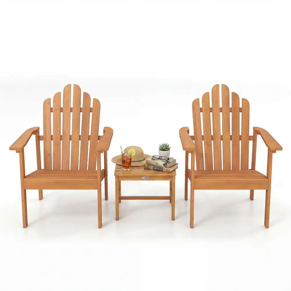 2-Pack Stackable Adirondack Chairs with Solid Acacia Wood for Patio - Adirondack Chairs