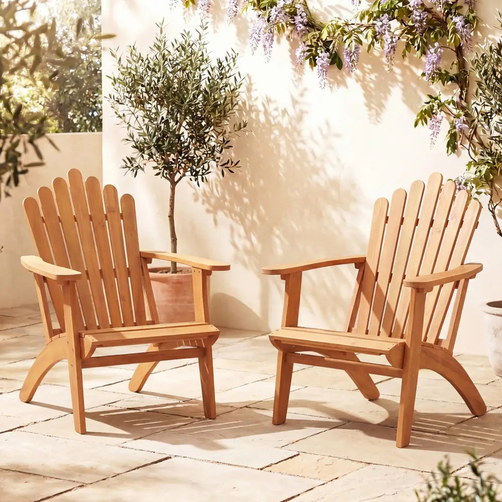 2-Pack Stackable Adirondack Chairs with Solid Acacia Wood for Patio - Adirondack Chairs
