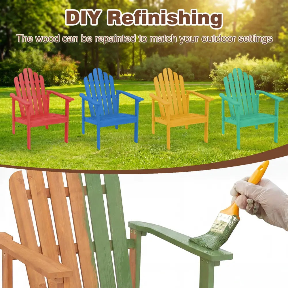 2-Pack Stackable Adirondack Chairs with Solid Acacia Wood for Patio - Adirondack Chairs