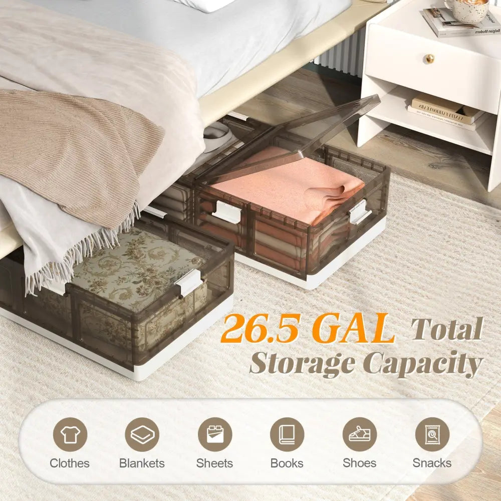 2 Pack Stackable Storage Containers Rolling Plastic Storage Bins Costway