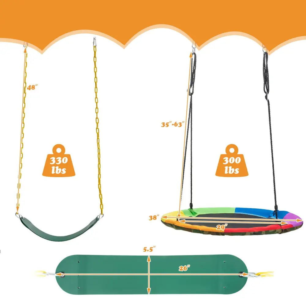 2-Pack Swing Set Swing Seat Replacement and Saucer Tree Swing (Without Stand) - Multicolor - Swing & Playsets
