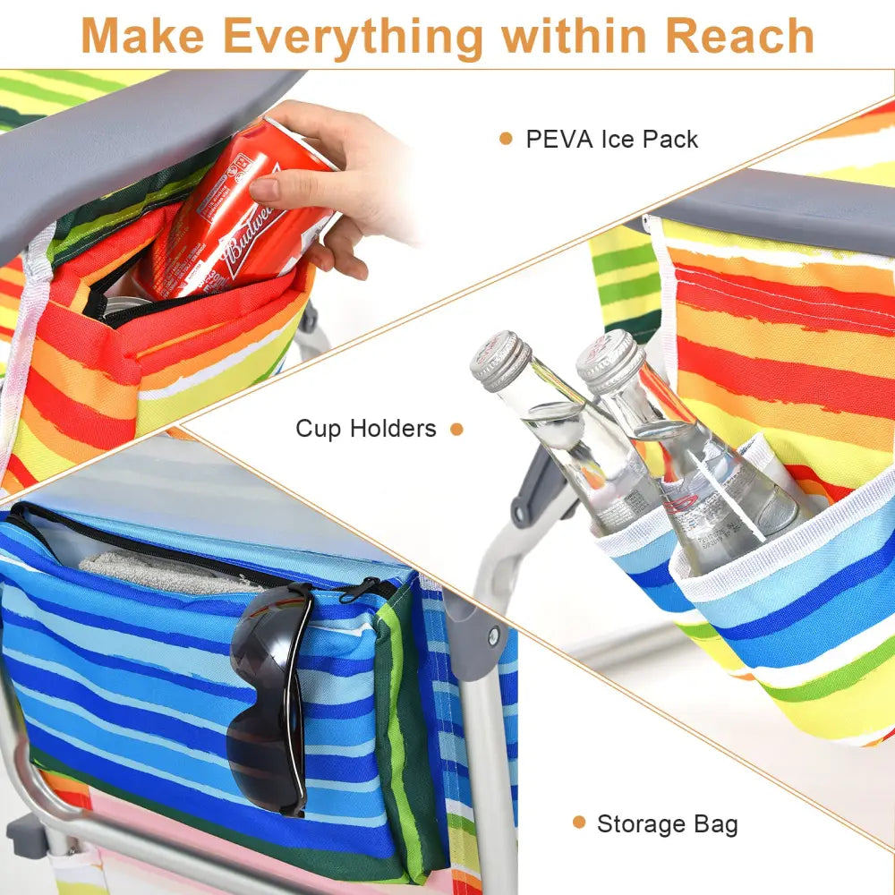 2 Packs 5-Position Outdoor Folding Backpack Beach Table Chair Reclining Chair Set-Yellow - Yellow - Beach & Lawn Chairs