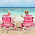 2 Packs 5-Position Outdoor Folding Backpack Beach Table Chair Reclining Chair Set-Hot Pink - Pink - Beach & Lawn Chairs