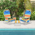 2 Packs 5-Position Outdoor Folding Backpack Beach Table Chair Reclining Chair Set-Yellow - Yellow - Beach & Lawn Chairs