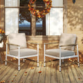 2 Packs Patio Aluminum Sofa with Wicker Backrest and Armrests - Gray - Patio Dining Chairs