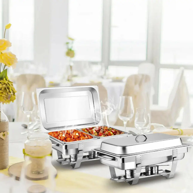 2 Packs Stainless Steel Full-Size Chafing Dish Costway