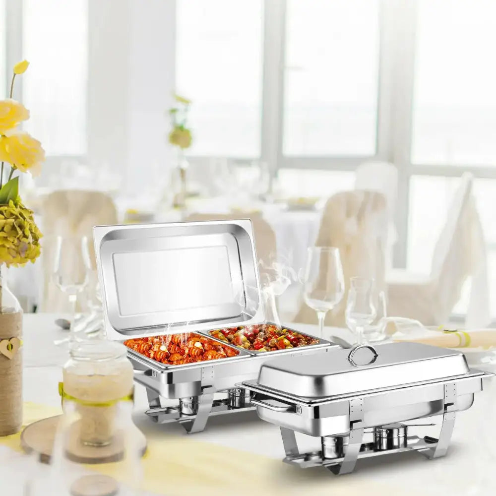 2 Packs Stainless Steel Full-Size Chafing Dish Costway