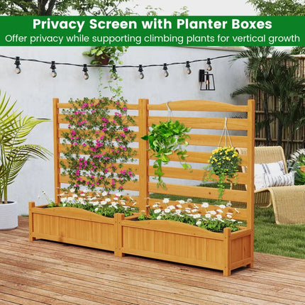 2-Panel Freestanding Outdoor Wood Privacy Screen-Yellow - Yellow - Raised Garden Beds