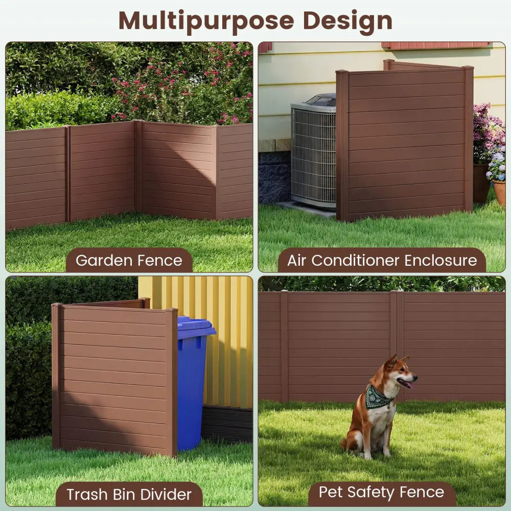 2 Panels 48 x 48 Inch Air Conditioner Trash Can Pool Equipment Enclosure-Brown - Brown - Outdoor Privacy Screens