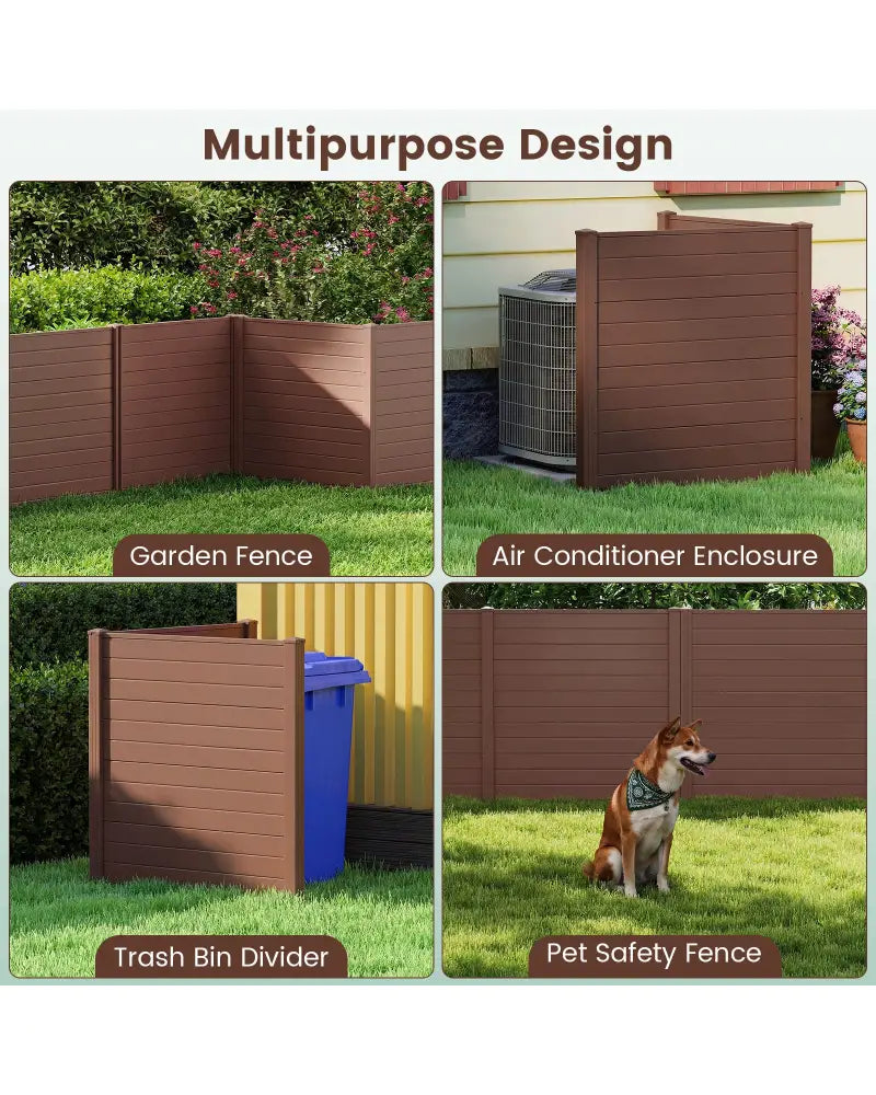 2 Panels 48 x 48 Inch Air Conditioner Trash Can Pool Equipment Enclosure-Brown - Brown - Outdoor Privacy Screens