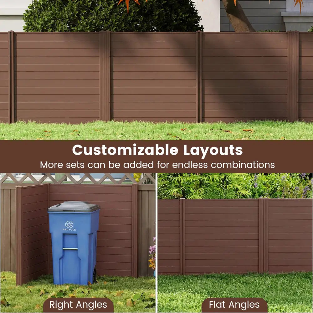 2 Panels 48 x 48 Inch Air Conditioner Trash Can Pool Equipment Enclosure-Brown - Brown - Outdoor Privacy Screens