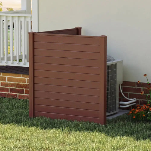 2 Panels 48 x 48 Inch Air Conditioner Trash Can Pool Equipment Enclosure-Brown - Brown - Outdoor Privacy Screens