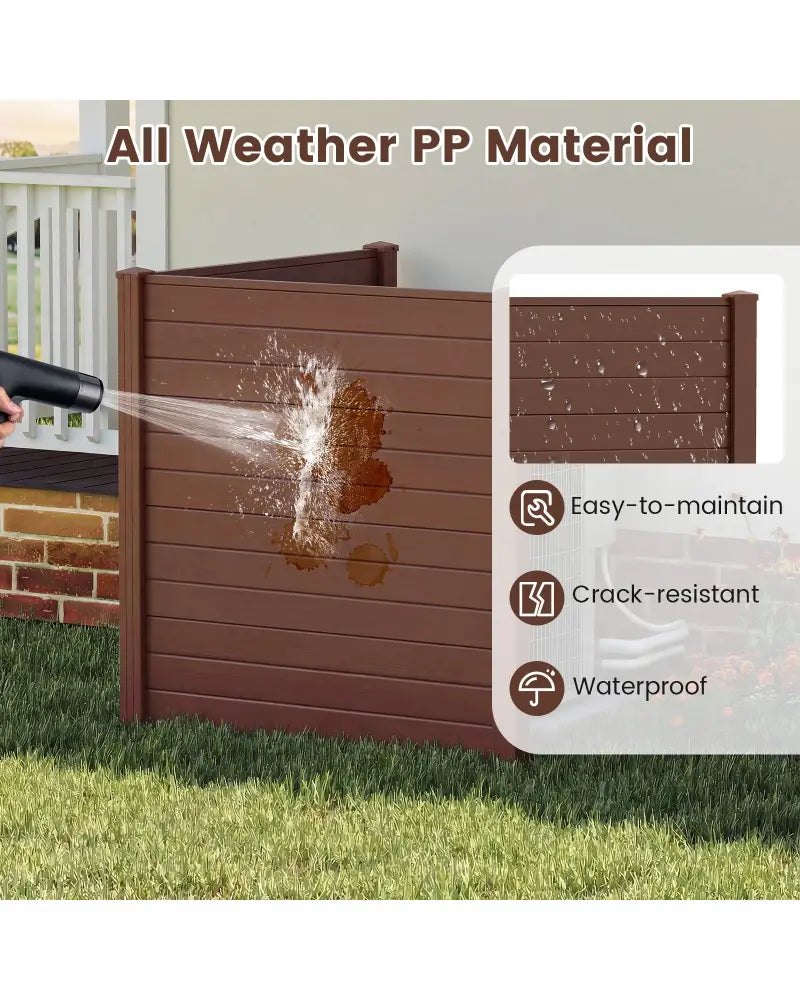 2 Panels 48 x 48 Inch Air Conditioner Trash Can Pool Equipment Enclosure-Brown - Brown - Outdoor Privacy Screens