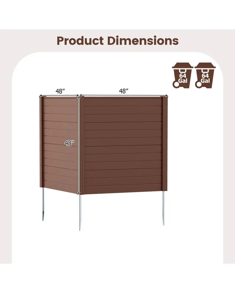 2 Panels 48 x 48 Inch Air Conditioner Trash Can Pool Equipment Enclosure-Brown - Brown - Outdoor Privacy Screens