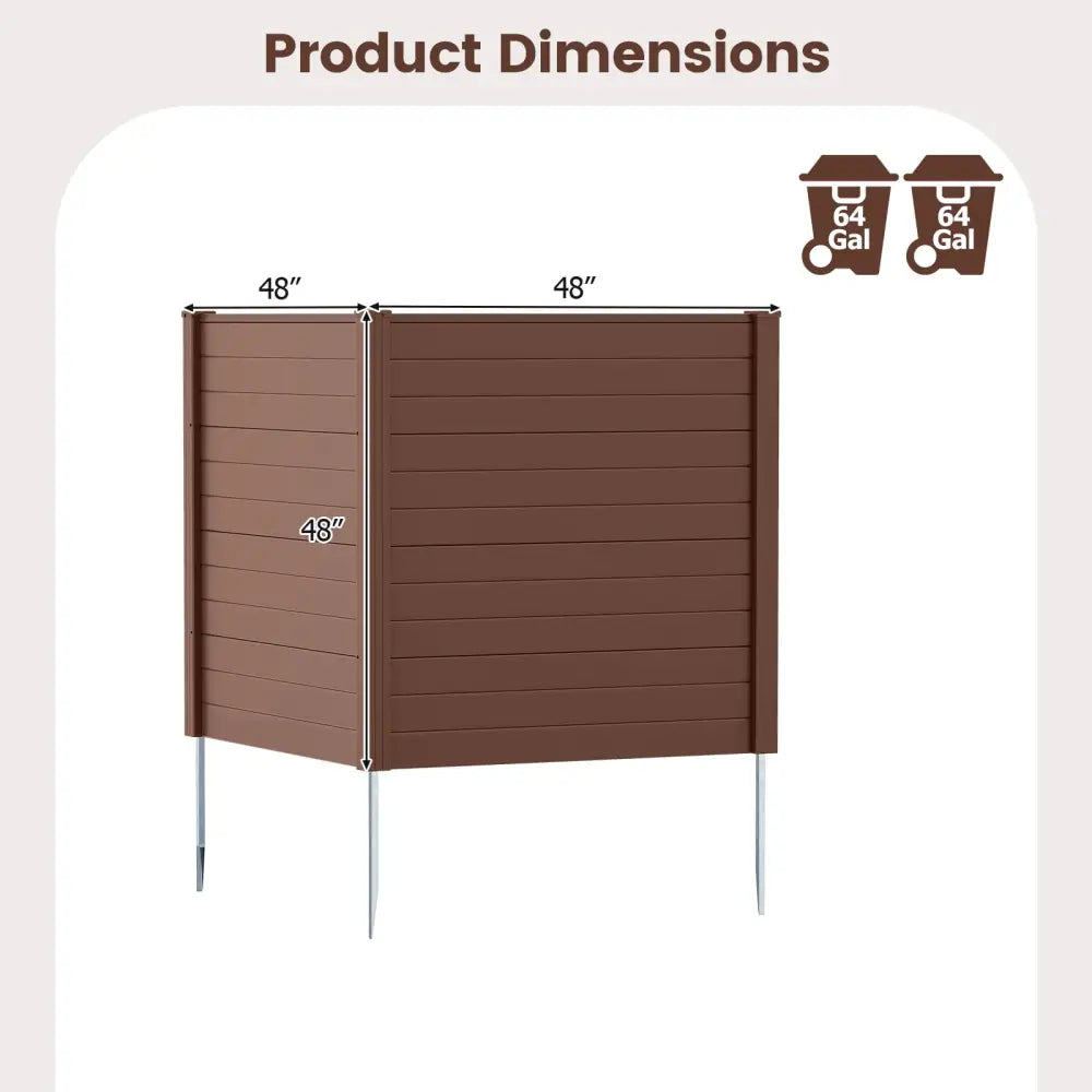 2 Panels 48 x 48 Inch Air Conditioner Trash Can Pool Equipment Enclosure-Brown - Brown - Outdoor Privacy Screens