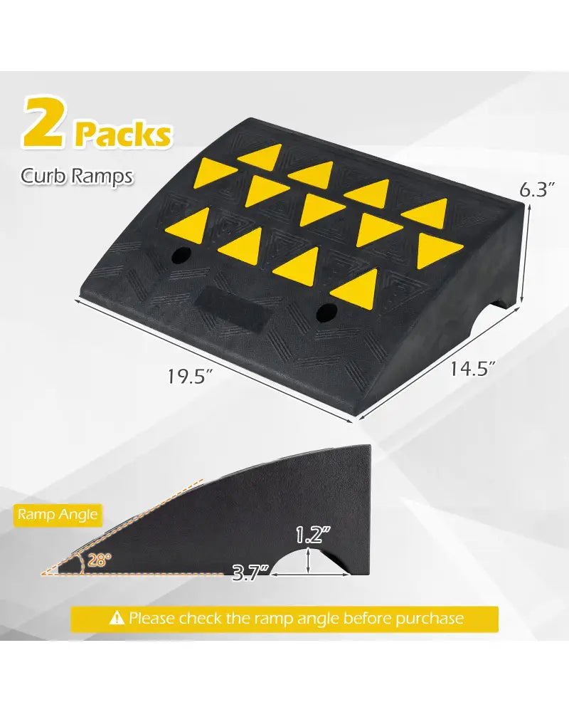 2 Pcs Driveway Threshold Ramps with 5/6 Inch Rise for Medium Trucks-M - Black - Garages