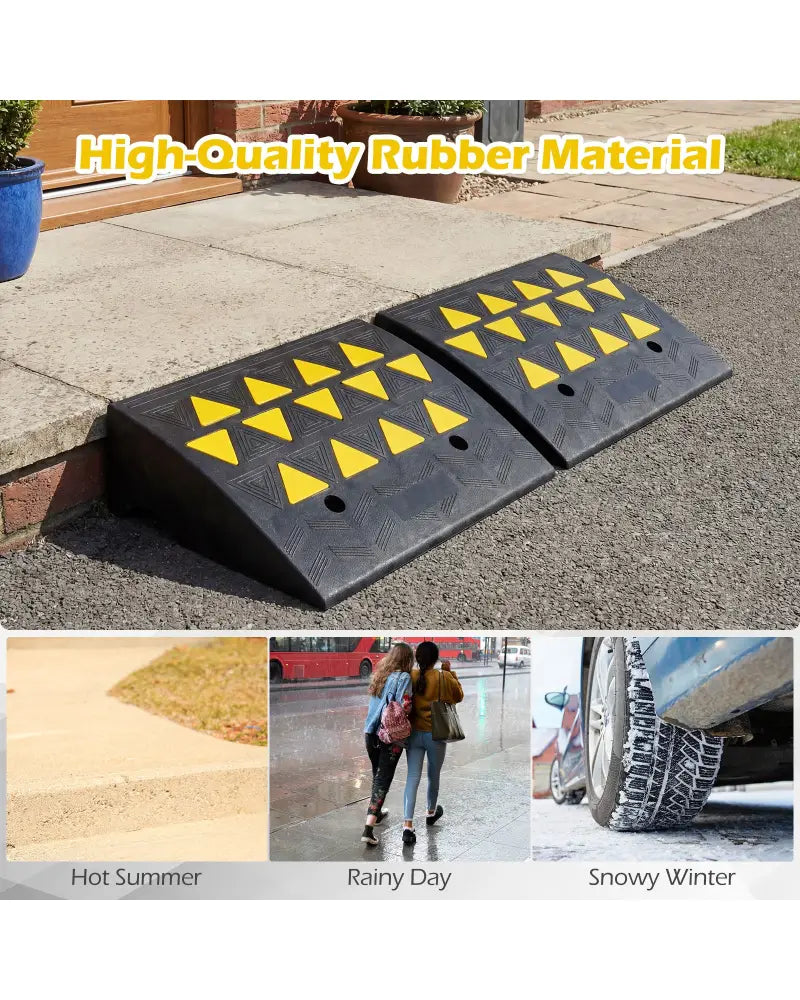 2 Pcs Driveway Threshold Ramps with 5/6 Inch Rise for Medium Trucks-M - Black - Garages