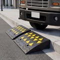 2 Pcs Driveway Threshold Ramps with 5/6 Inch Rise for Medium Trucks-M - Black - Garages