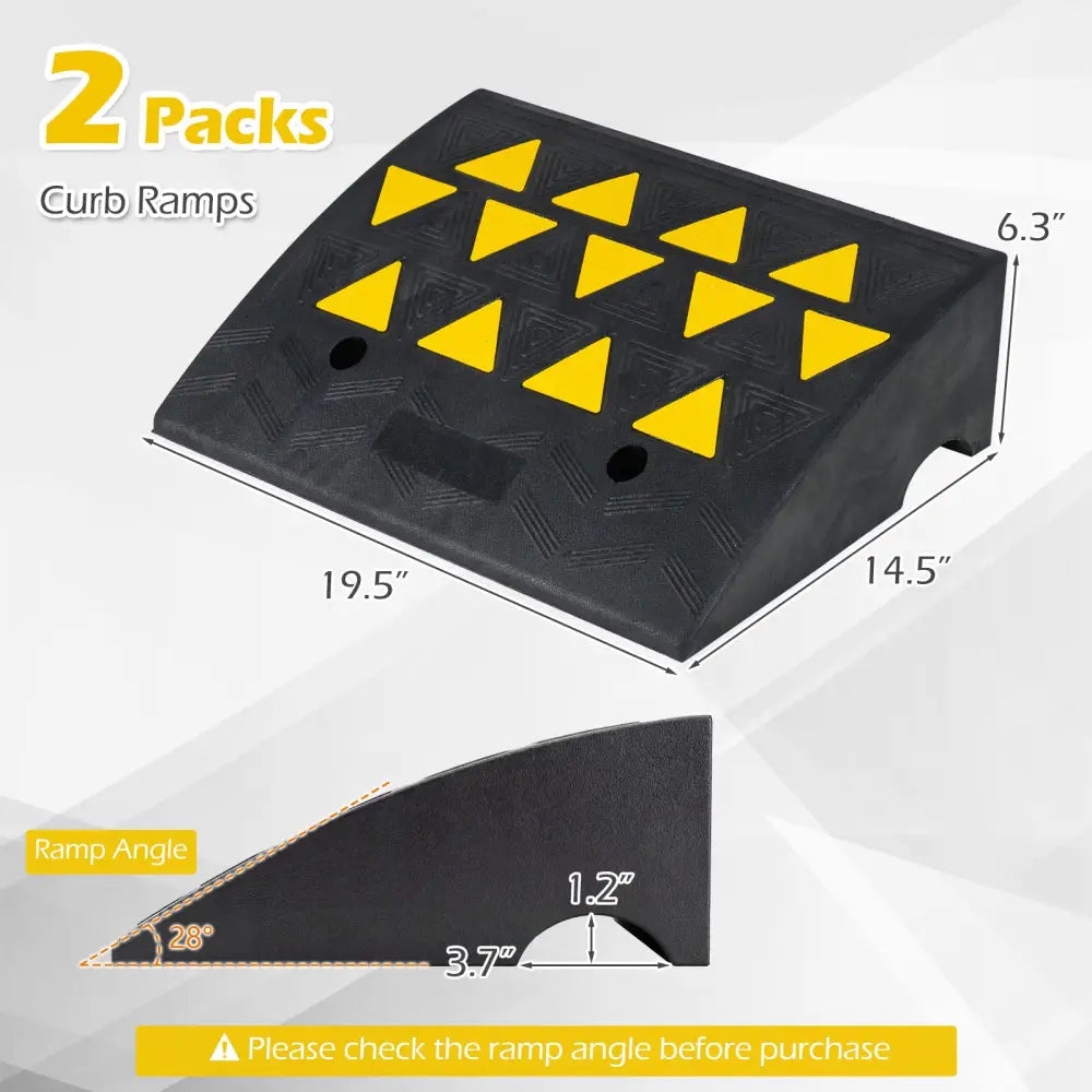 2 Pcs Driveway Threshold Ramps with 5/6 Inch Rise for Medium Trucks-M - Black - Garages