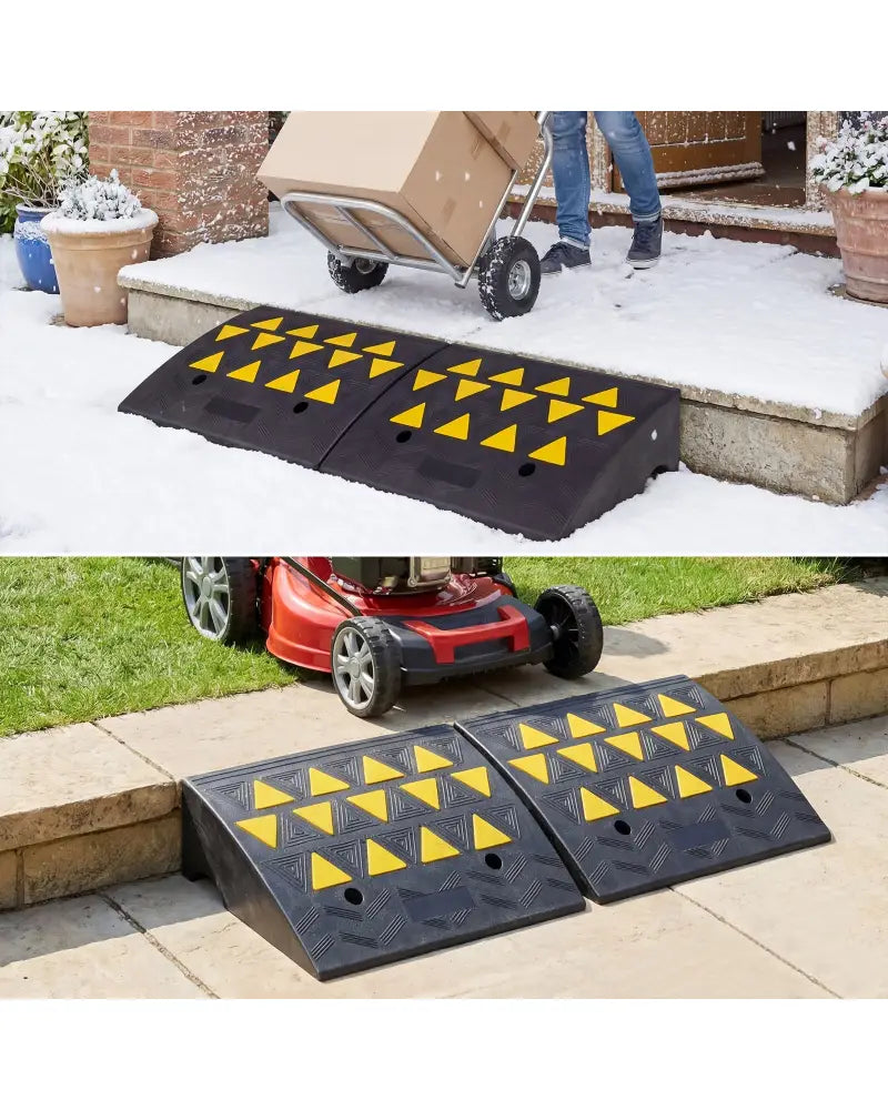 2 Pcs Driveway Threshold Ramps with 5/6 Inch Rise for Medium Trucks-M - Black - Garages