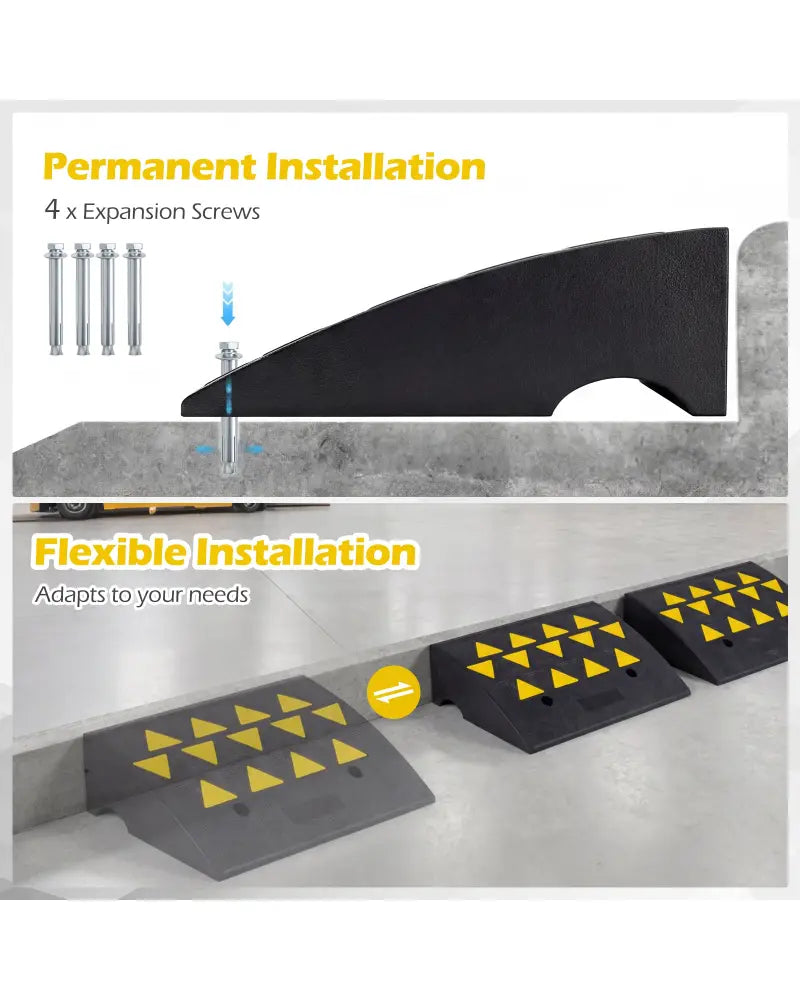 2 Pcs Driveway Threshold Ramps with 5/6 Inch Rise for Medium Trucks-M - Black - Garages